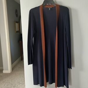 Eileen Fisher long baby & Rust trim cardigan size MP